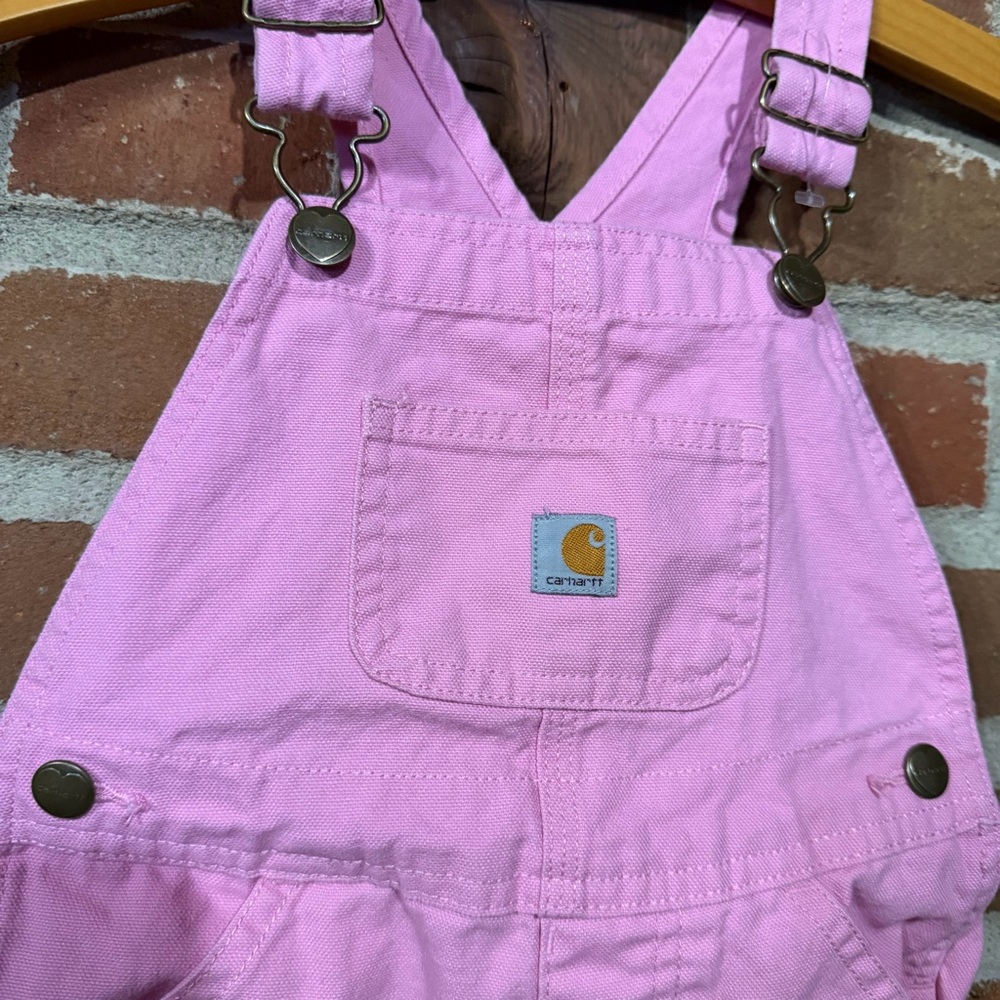 Carhartt Kids Pink Cotton Overalls with Front Pocket - Picture 3 of 12